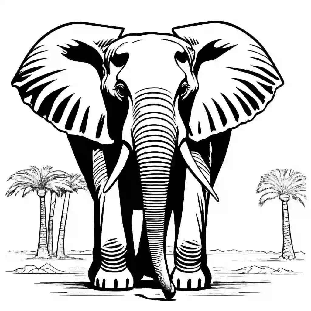 African Elephants Printable Coloring Book Pages for Kids